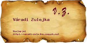 Váradi Zulejka névjegykártya
